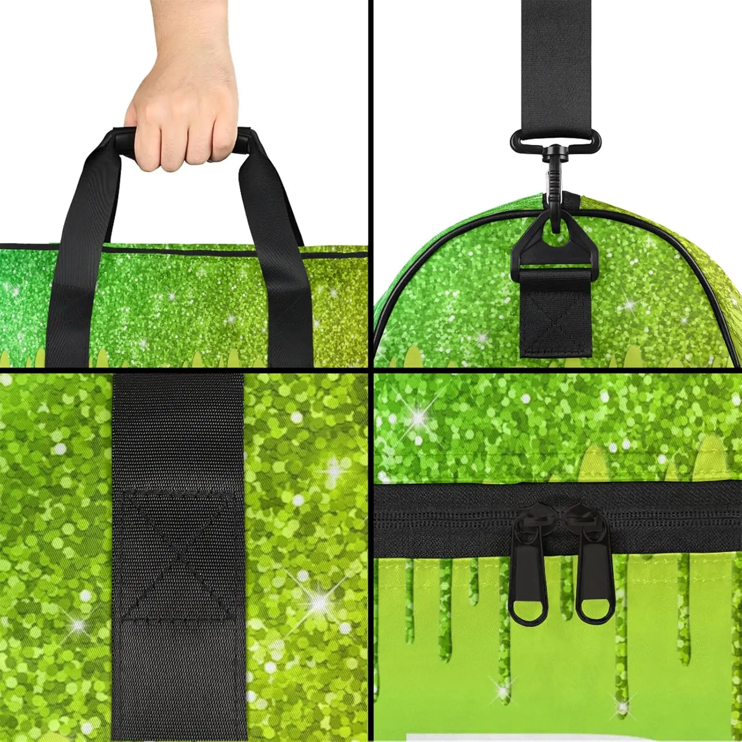 Custom Name Sports Bag Personalized Gym Bag with Shoes Compartment for Women Men Overnight Weekender Travel Duffel Bags, Grass Green