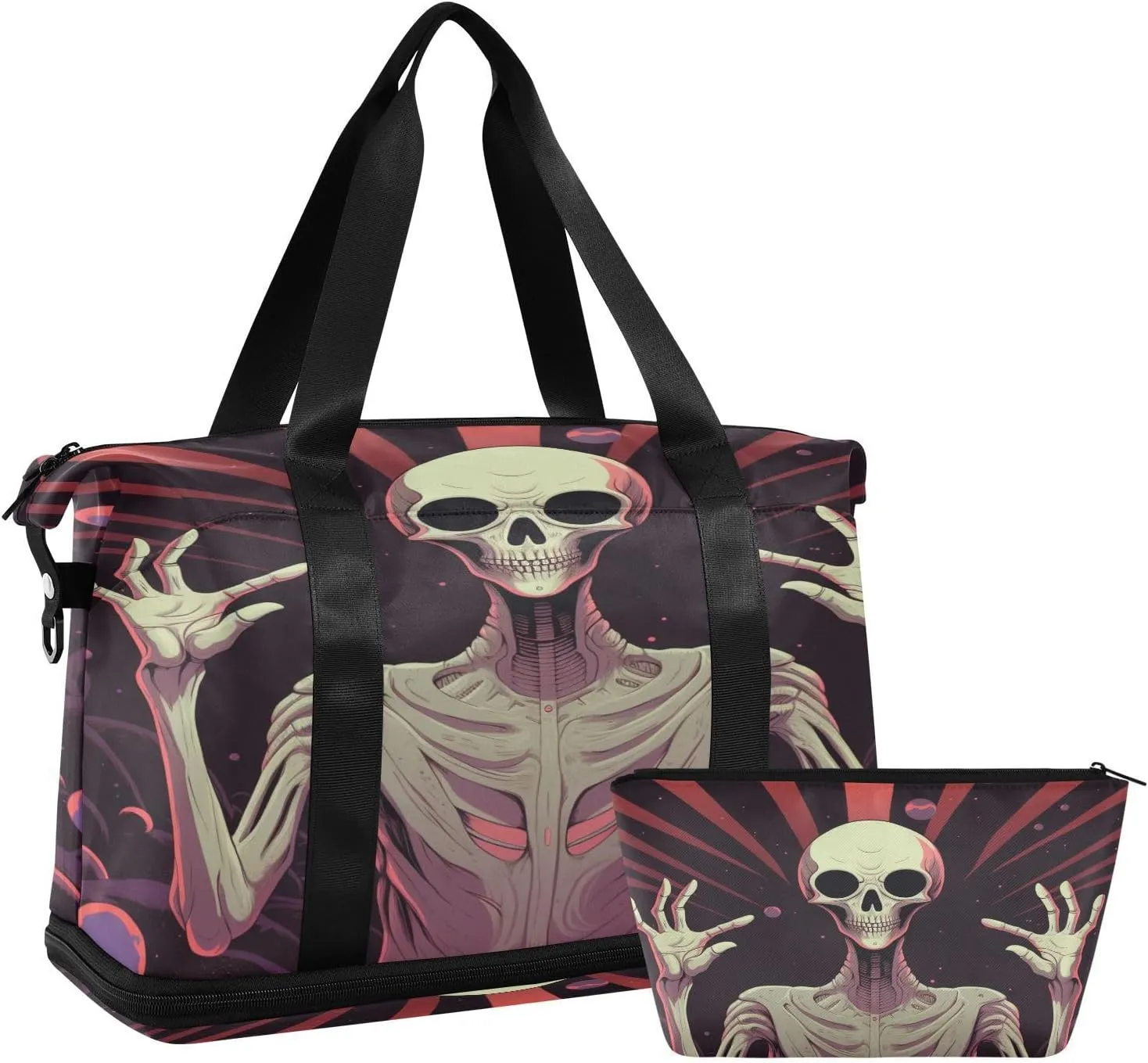 Cute Aliens Gym Bag for Men Women with Shoes Compartment & Wet Pocket Sport Travel Duffel Bag Waterproof Weekender Overnight Bag
