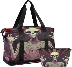 Cute Aliens Gym Bag for Men Women with Shoes Compartment & Wet Pocket Sport Travel Duffel Bag Waterproof Weekender Overnight Bag