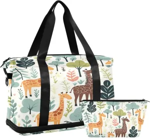Cute Animals Sports Gym Bag,Travel Duffel bag with Wet Pocket & Shoes Compartment Lightweight Waterproof Overnight Bag for Men Women