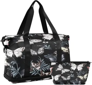 Cute Butterflies Sports Gym Bag,Travel Duffel bag with Wet Pocket & Shoes Compartment Lightweight Waterproof Overnight Bag for Men Women
