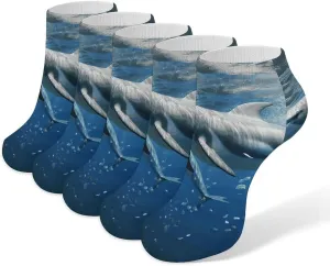 Cute Dolphins Ankle Socks Soft Breathable No Show Socks Comfortable Cotton Low Cut Casual Socks for Women Men 5 Pairs