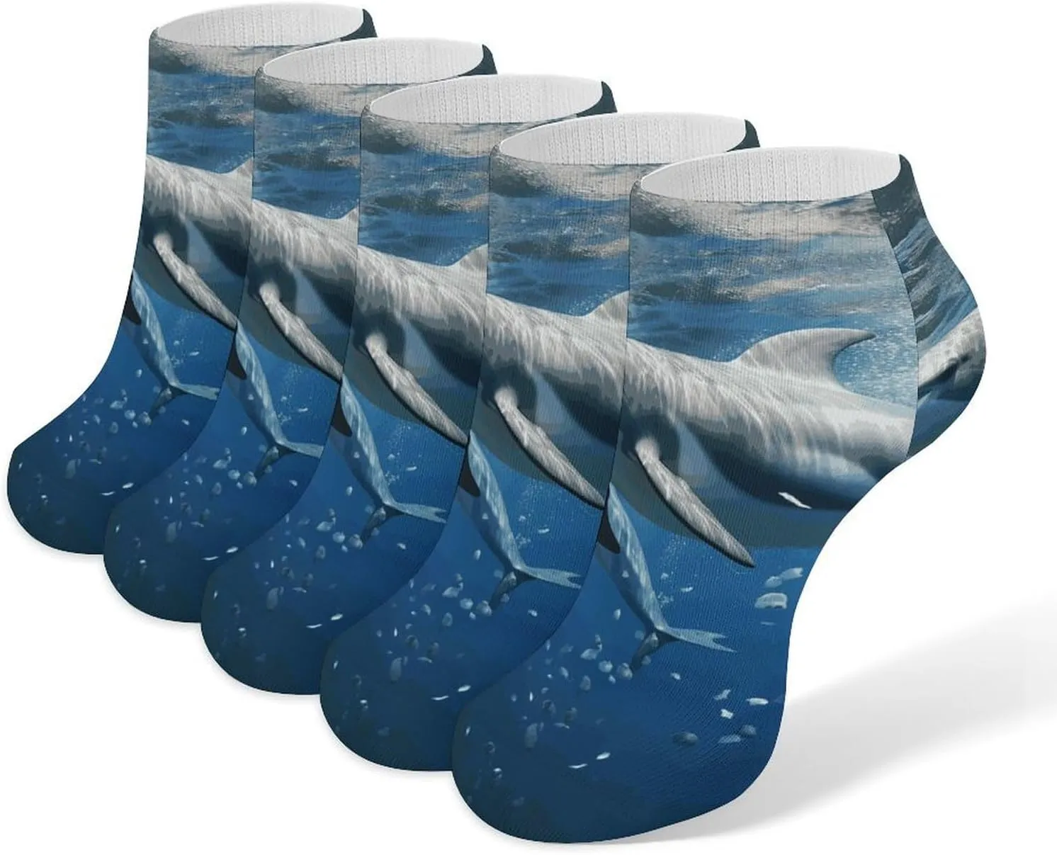 Cute Dolphins Ankle Socks Soft Breathable No Show Socks Comfortable Cotton Low Cut Casual Socks for Women Men 5 Pairs
