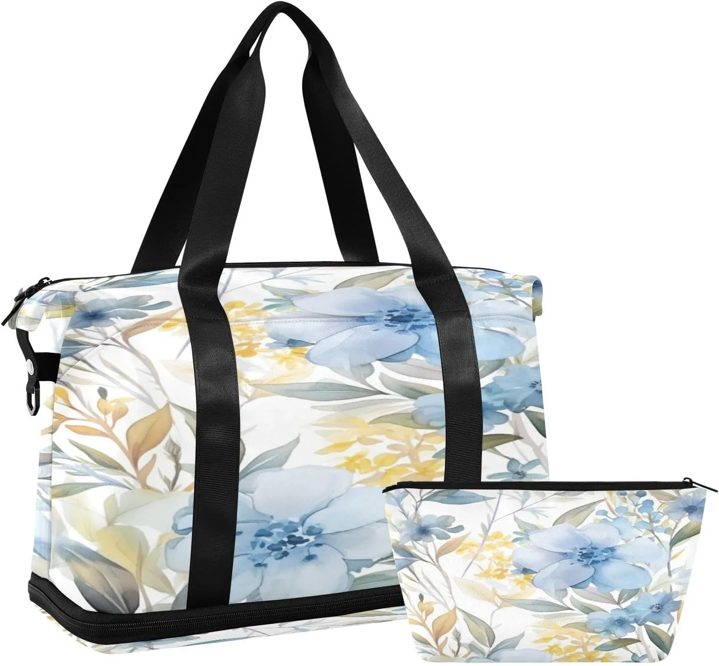 Cute Floral Pattern Gym Bag for Men Women with Shoes Compartment & Wet Pocket Sport Travel Duffel Bag Waterproof Weekender Overnight Bag