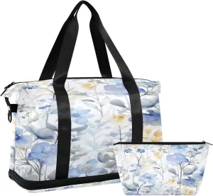 Cute Floral Pattern Gym Bag for Men Women with Shoes Compartment & Wet Pocket Sport Travel Duffel Bag Waterproof Weekender Overnight Bag