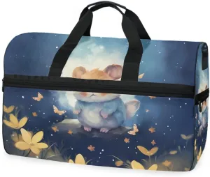 Cute Mouse Travel Duffel Bag Luggage Sports Gym Bags With Shoes Compartment Large Capacity Lightweight Duffle Bag For Men Women