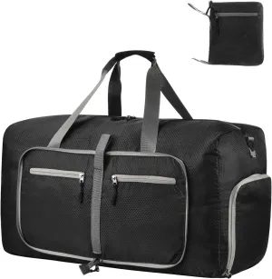 Dimayar Travel Duffle Bag for Men - Foldable Duffel Bag with Shoes Compartment - Overnight Bags Waterproof & Tear Resistant, Black Honeycomb, 40L, Traveling