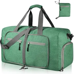 Dimayar Travel Duffle Bag for Men - Foldable Duffel Bag with Shoes Compartment - Overnight Bags Waterproof & Tear Resistant, Forest Green, 85L