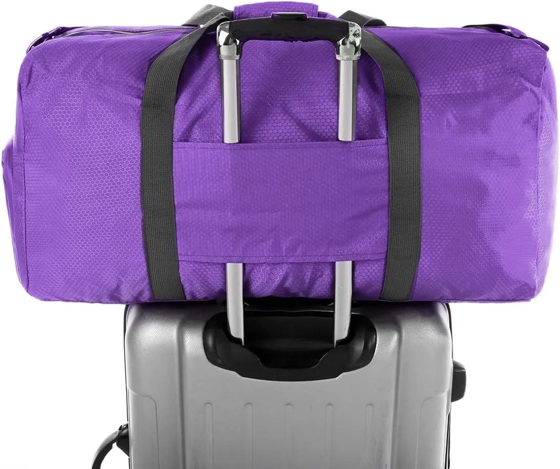 Dimayar Travel Duffle Bag for Men Women - Foldable Duffel Bag with Shoes Compartment - Overnight Bags Waterproof & Tear Resistant(85L,Purple)
