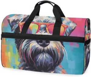 Dog Glasses Cute Travel Duffel Bag Luggage Sports Gym Bags With Shoes Compartment Large Capacity Lightweight Duffle Bag For Men Women