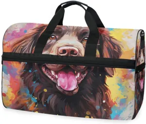 Dog Watercolor 1 Travel Duffel Bag Luggage Sports Gym Bags With Shoes Compartment Large Capacity Lightweight Duffle Bag For Men Women