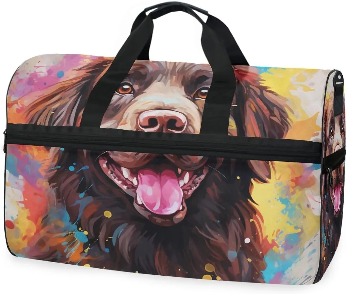 Dog Watercolor 1 Travel Duffel Bag Luggage Sports Gym Bags With Shoes Compartment Large Capacity Lightweight Duffle Bag For Men Women