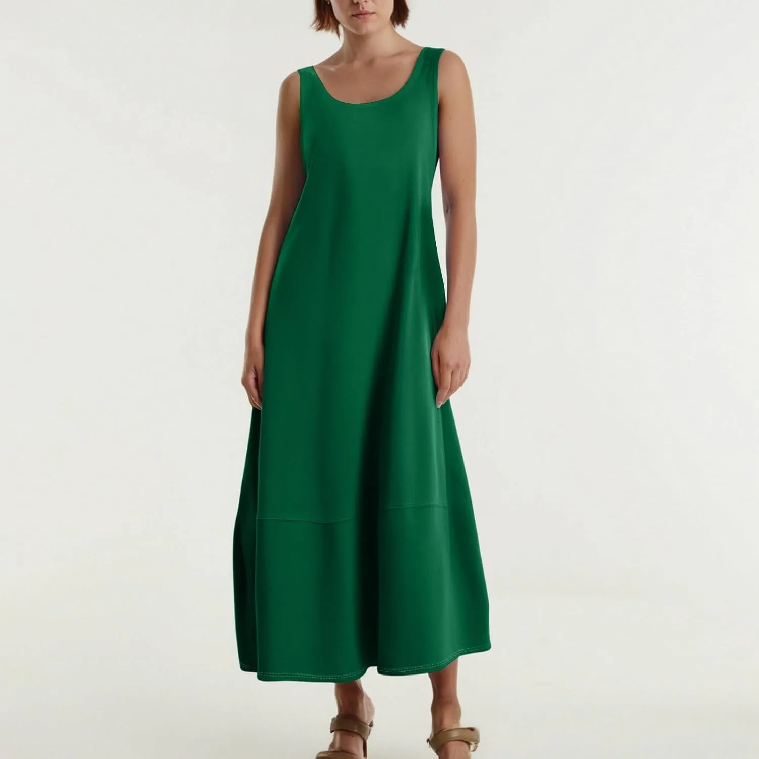 Dresses for Women 2025 Summer Casual Maxi Dress Scoop Neck Sleeveless Sundress Loose Flowy Beach Vacation Tank Dress