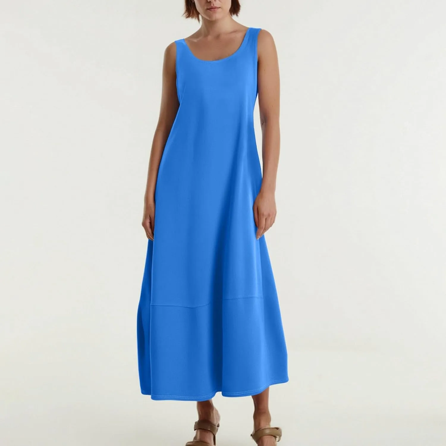 Dresses for Women 2025 Summer Casual Maxi Dress Scoop Neck Sleeveless Sundress Loose Flowy Beach Vacation Tank Dress