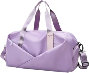 Duffle Bag, Gym Bag for Women, Separate Shoes Compartment Yoga Bag, Wet and Dry Separation Beach Bag, Purple, Large, Leisure