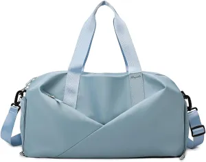 Duffle Bag, Gym Bag for Women, Separate Shoes Compartment Yoga Bag, Wet and Dry Separation Beach Bag, Sky blue, Large, Leisure