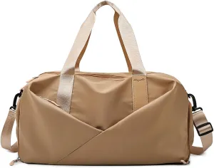 Duffle Bag, Gym Bag for Women, Separate Shoes Compartment Yoga Bag, Wet and Dry Separation Beach Bag, Walnut, Small, Leisure