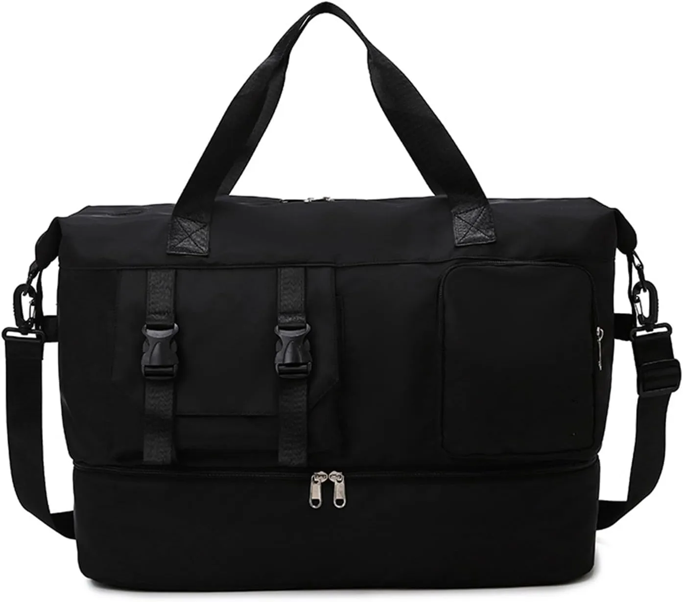 Duffle Bag Gym Bags Waterproof Weekender Bags For Women,With Shoes Compartment Wet Pocket,Sports Bag,Travel Duffle Bag (Black)