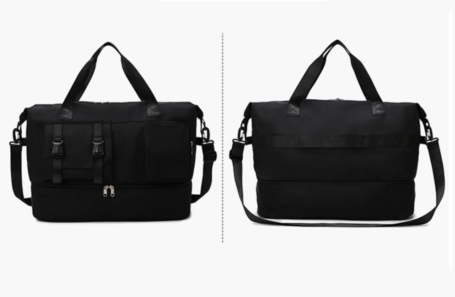 Duffle Bag Gym Bags Waterproof Weekender Bags For Women,With Shoes Compartment Wet Pocket,Sports Bag,Travel Duffle Bag (Black)