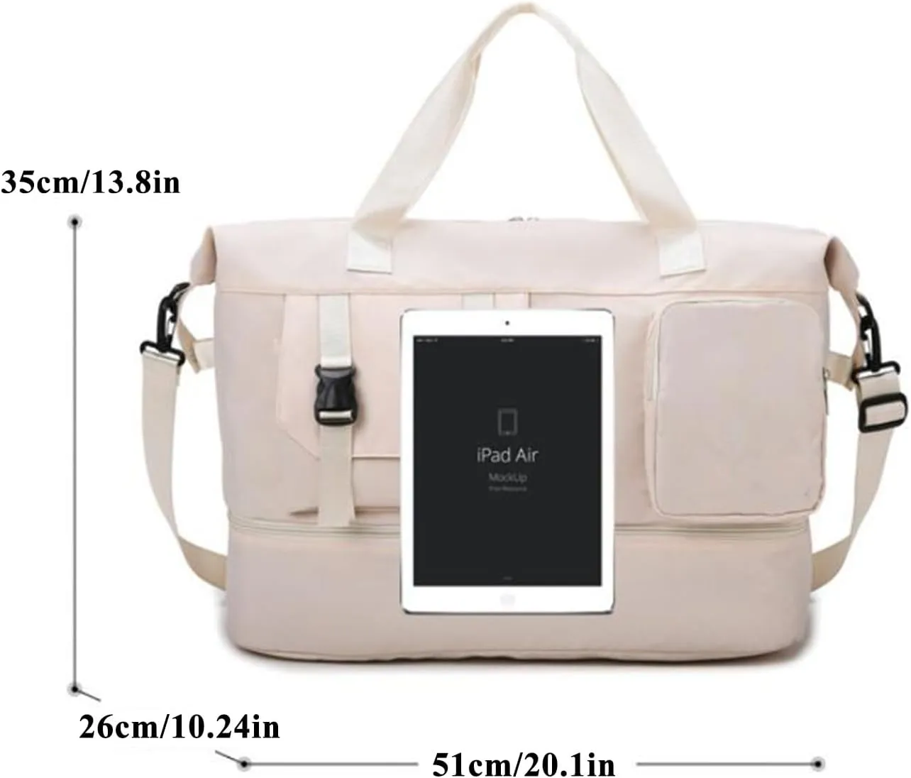 Duffle Bag Gym Bags Waterproof Weekender Bags For Women,With Shoes Compartment Wet Pocket,Sports Bag,Travel Duffle Bag (Gray)