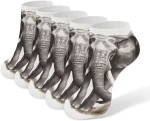 Elephant Ankle Socks Soft Breathable No Show Socks Comfortable Cotton Low Cut Casual Socks for Women Men 5 Pairs