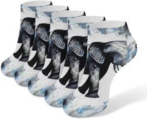 Elephant-Blue Black Ankle Socks Soft Breathable No Show Socks Comfortable Cotton Low Cut Casual Socks for Women Men 5 Pairs