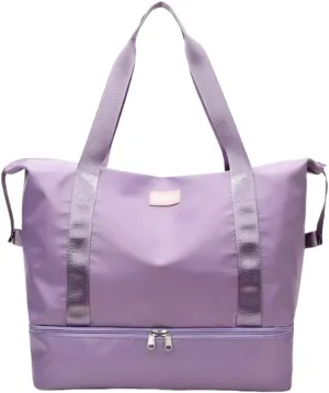 ESUPPORT Gym Bag for Women Travel Duffel Bag Weekender Carry on Overnight Bag with Wet Pocket and Expandable Shoes Compartment(Purple)