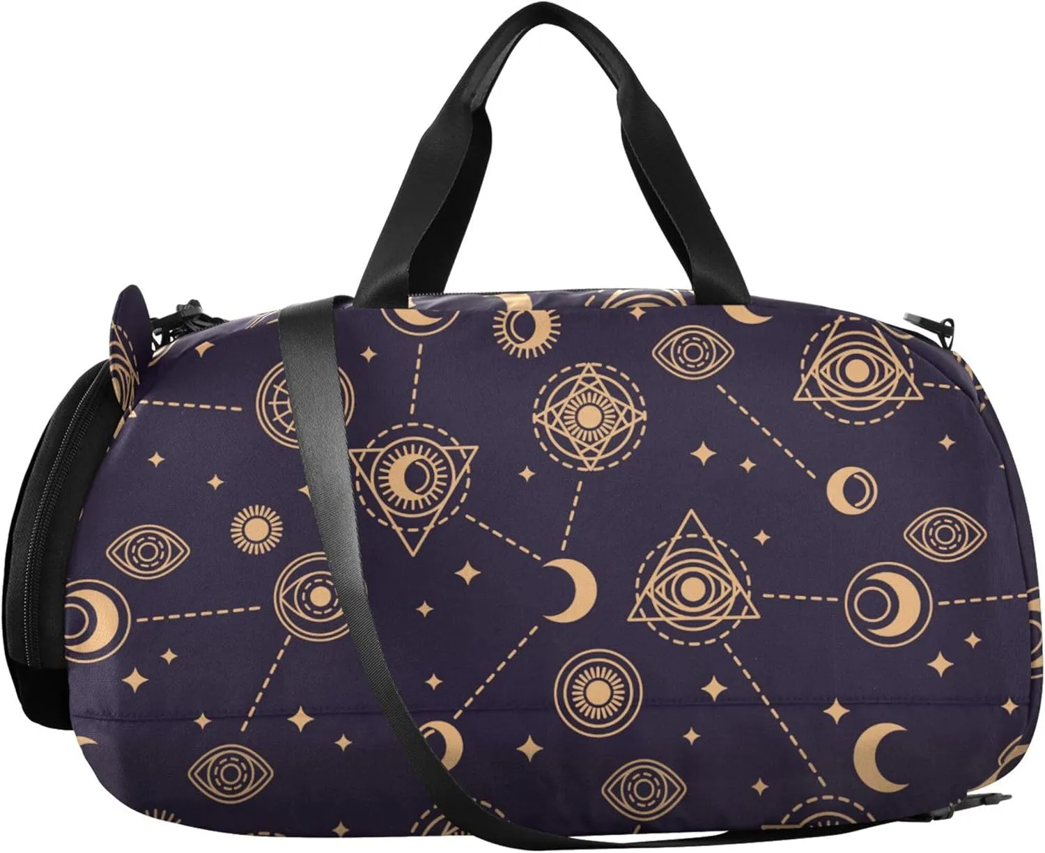 Eye Moon and Sun Small Gym Bag with Shoes Compartment Large Capacity Carry On Bag for Travel, Sports, Duffel, Weekender