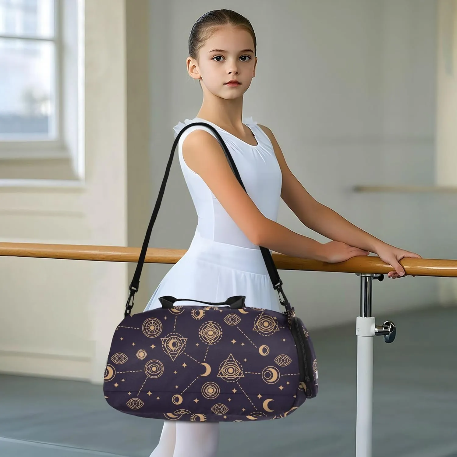 Eye Moon and Sun Small Gym Bag with Shoes Compartment Large Capacity Carry On Bag for Travel, Sports, Duffel, Weekender