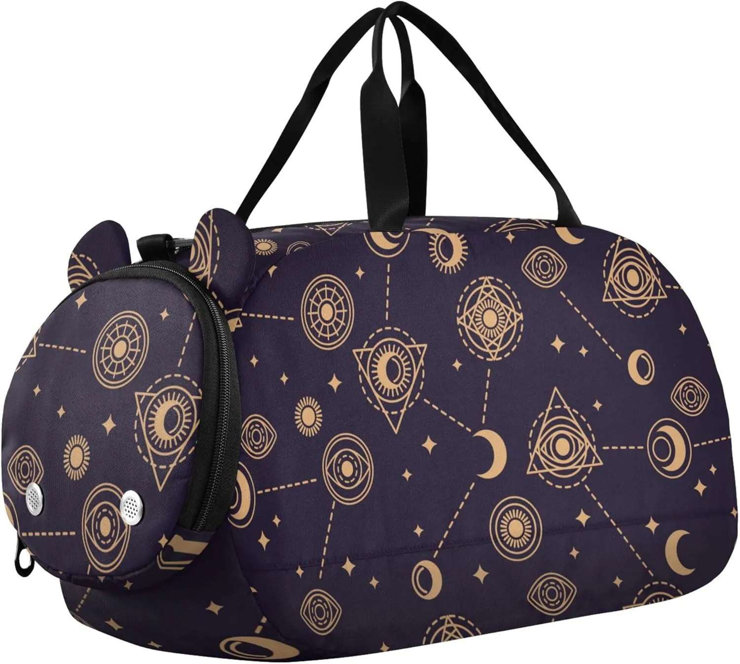Eye Moon and Sun Small Gym Bag with Shoes Compartment Large Capacity Carry On Bag for Travel, Sports, Duffel, Weekender