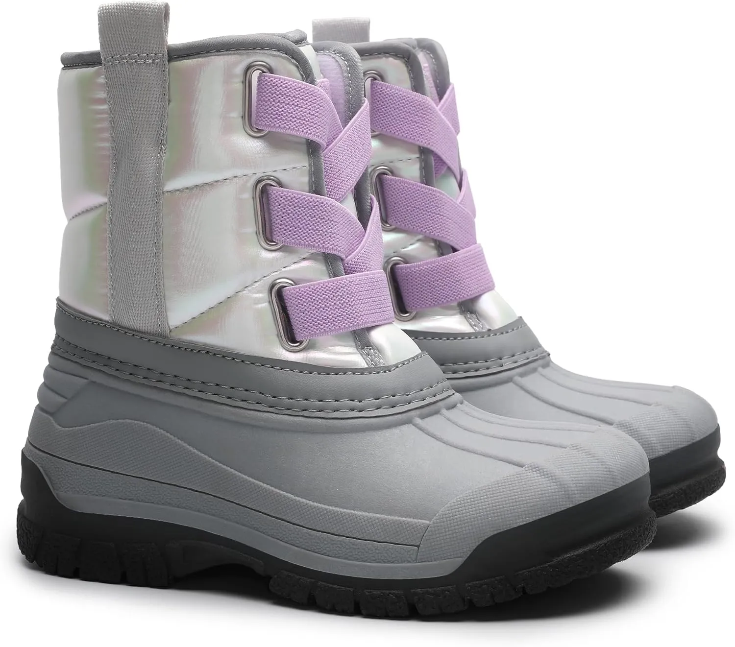 festooning Toddler Boys Girls Snow Boots Velvet Lined Elastic Band Waterproof Non-Slip Boot Outdoor Winter Warm Shoes for Kids