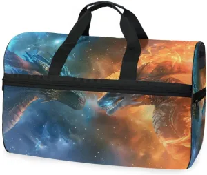 Fire Water Dragon Travel Duffel Bag Luggage Sports Gym Bags With Shoes Compartment Large Capacity Lightweight Duffle Bag For Men Women