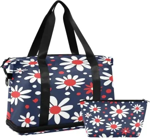 Floral Patterns Gym Bag for Men Women with Shoes Compartment & Wet Pocket Sport Travel Duffel Bag Waterproof Weekender Overnight Bag