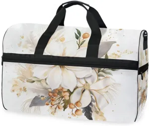 Flower Bouquet Travel Duffel Bag Luggage Sports Gym Bags With Shoes Compartment Large Capacity Lightweight Duffle Bag For Men Women