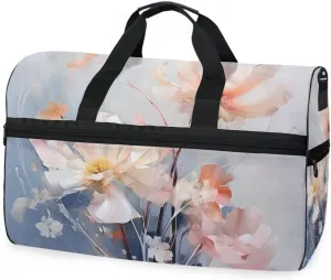 Flower Floral 4 Travel Duffel Bag Luggage Sports Gym Bags With Shoes Compartment Large Capacity Lightweight Duffle Bag For Men Women