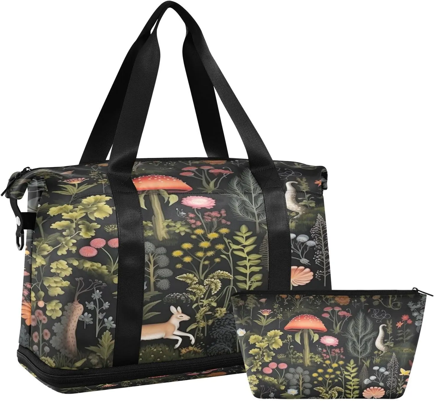Forest Animal Sports Gym Bag,Travel Duffel bag with Wet Pocket & Shoes Compartment Lightweight Waterproof Overnight Bag for Men Women
