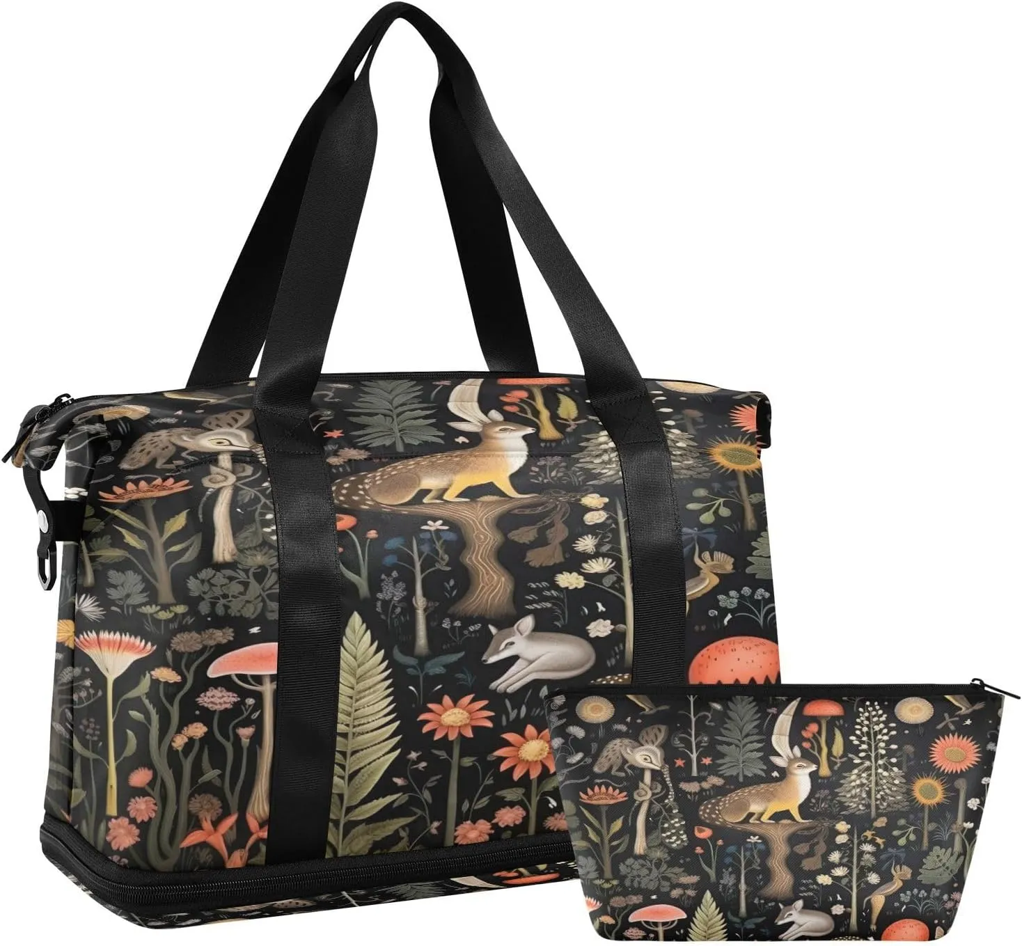 Forest Animal Sports Gym Bag,Travel Duffel bag with Wet Pocket & Shoes Compartment Lightweight Waterproof Overnight Bag for Men Women