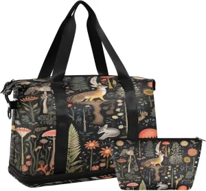 Forest Animal Sports Gym Bag,Travel Duffel bag with Wet Pocket & Shoes Compartment Lightweight Waterproof Overnight Bag for Men Women