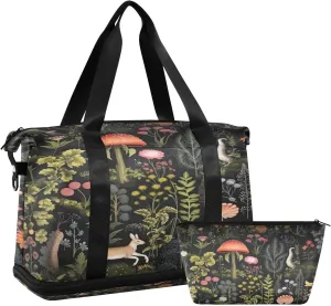 Forest Animal Sports Gym Bag,Travel Duffel bag with Wet Pocket & Shoes Compartment Lightweight Waterproof Overnight Bag for Men Women