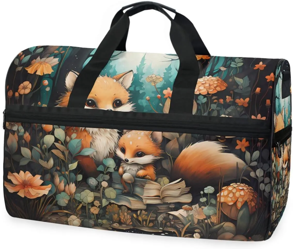 Fox Cute Travel Duffel Bag Luggage Sports Gym Bags With Shoes Compartment Large Capacity Lightweight Duffle Bag For Men Women