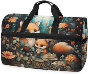 Fox Cute Travel Duffel Bag Luggage Sports Gym Bags With Shoes Compartment Large Capacity Lightweight Duffle Bag For Men Women