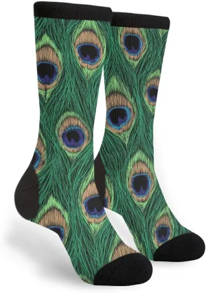 FREEHOTU Tropical Pink Flamingo Leaves Black Stripe Fun Colorful Novelty Graphic Crew Tube Socks For Men Women