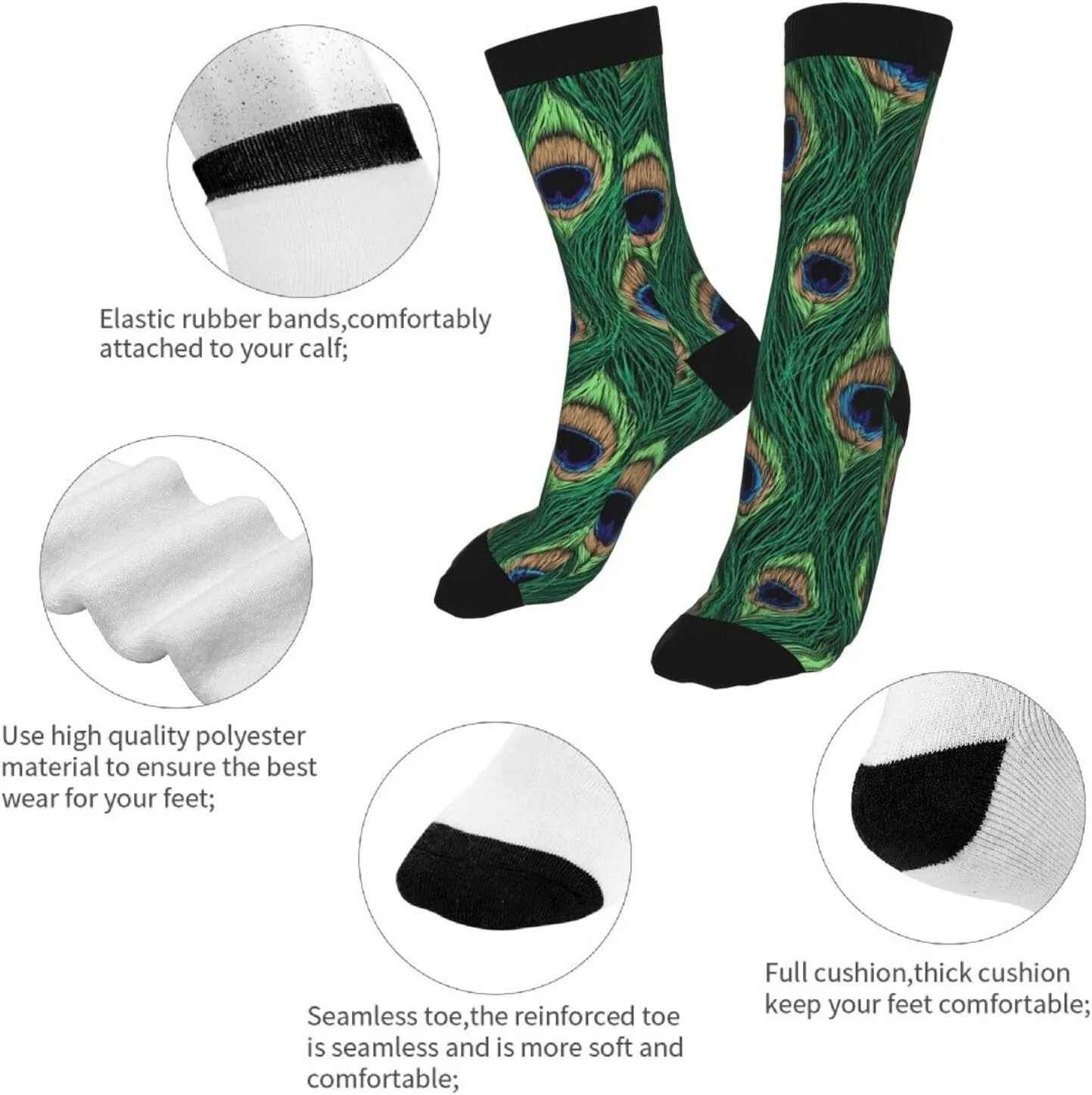 FREEHOTU Tropical Pink Flamingo Leaves Black Stripe Fun Colorful Novelty Graphic Crew Tube Socks For Men Women