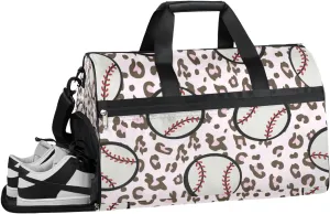 Fun Baseballs Decor Gym Bag for Women Duffle with Shoes Compartment Men Weekender Duffel Bags for Travel Sports Swimming Overnight Dance
