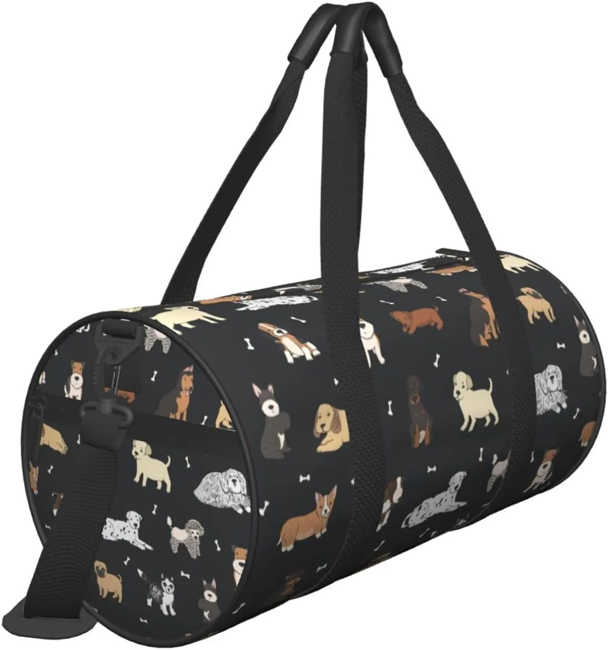 Gbuzozie Sports Gym Bag Travel Duffel Bag Shoes Compartment For Men Women Foldable Lightweight Yoga Gym Sports Bag, Dogs(Black), One Size