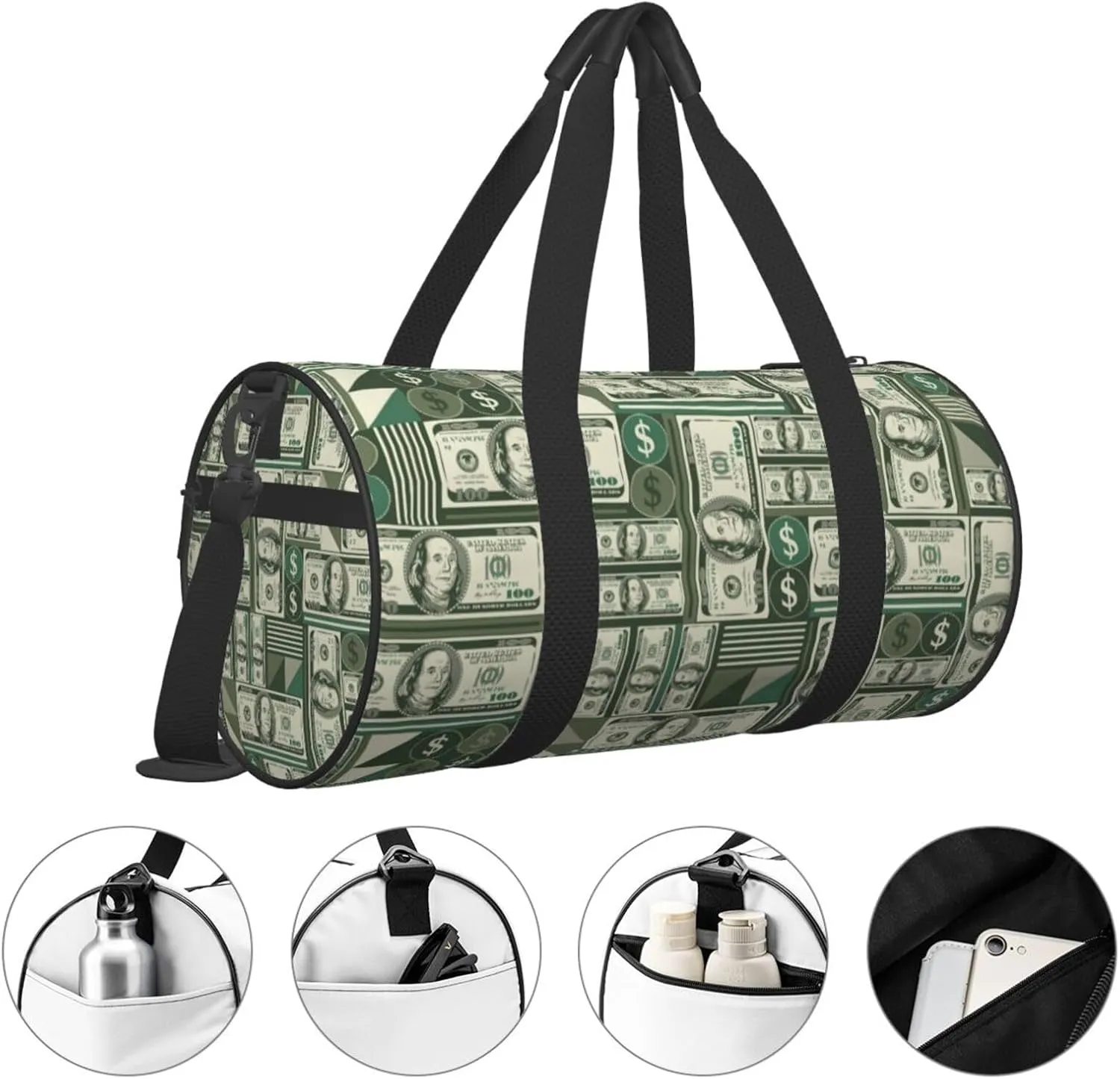 Gbuzozie Sports Gym Bag Travel Duffel Bag Shoes Compartment For Men Women Foldable Lightweight Yoga Gym Sports Bag, Money, One Size