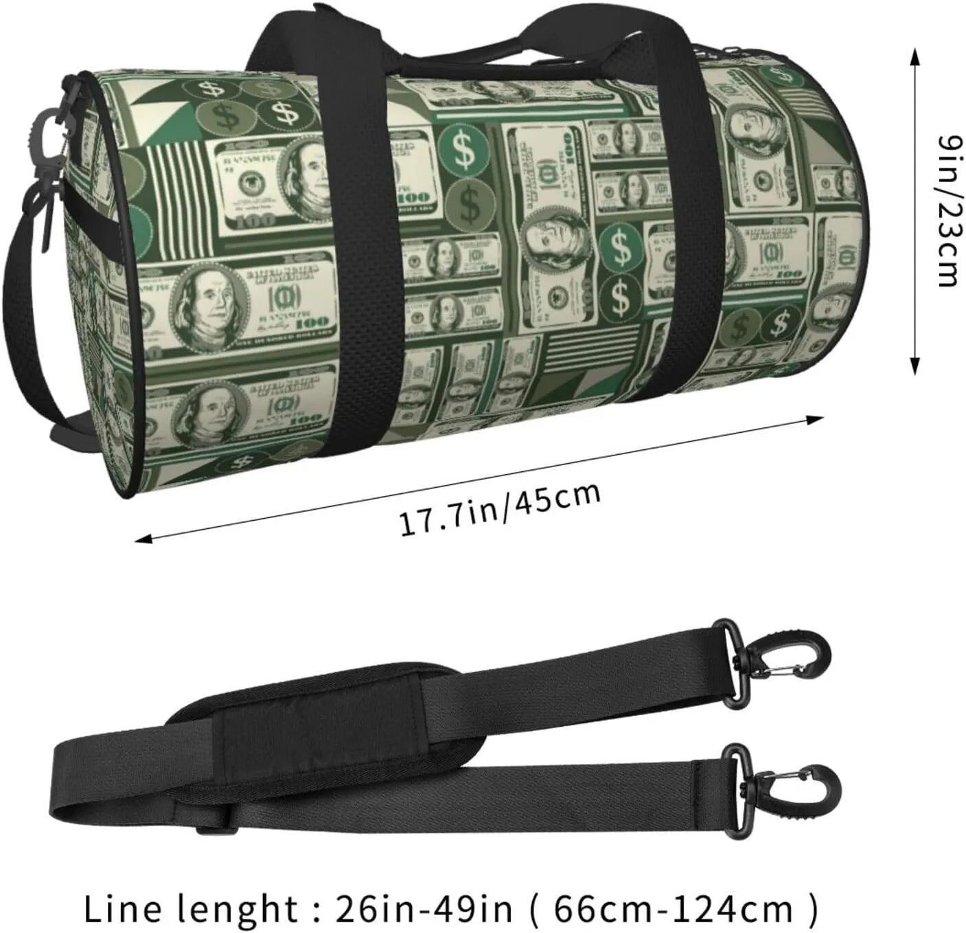 Gbuzozie Sports Gym Bag Travel Duffel Bag Shoes Compartment For Men Women Foldable Lightweight Yoga Gym Sports Bag, Money, One Size