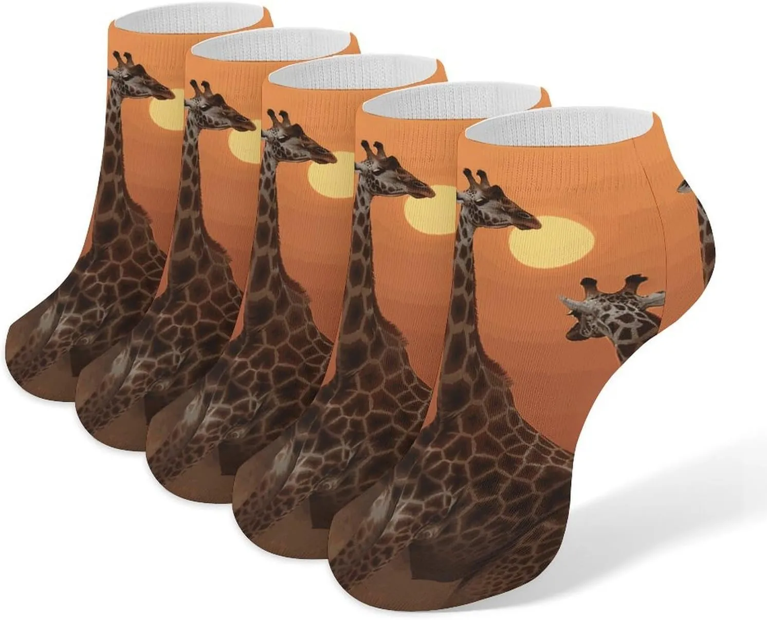 Giraffe at Sunset Ankle Socks Soft Breathable No Show Socks Comfortable Cotton Low Cut Casual Socks for Women Men 5 Pairs