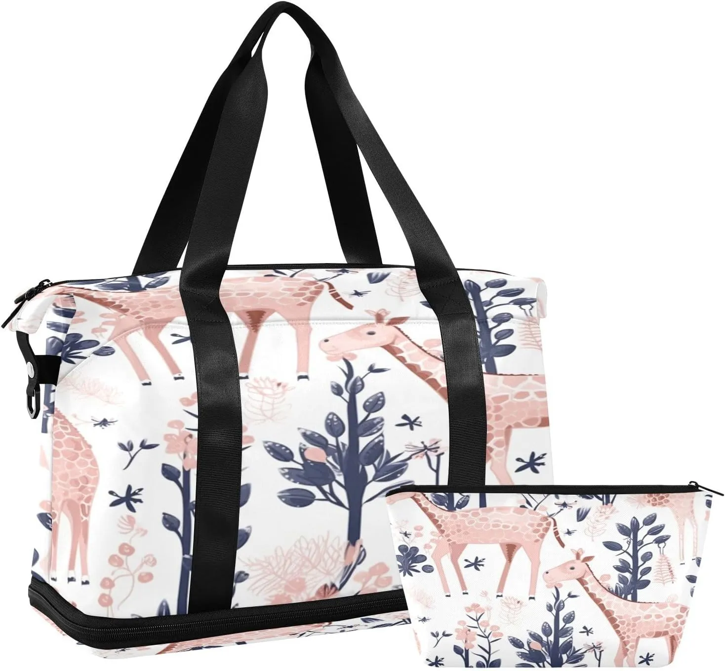 Giraffe Pattern Gym Bag for Men Women with Shoes Compartment & Wet Pocket Sport Travel Duffel Bag Waterproof Weekender Overnight Bag