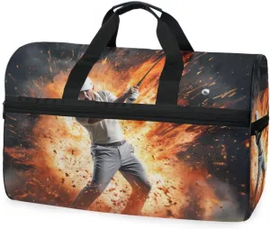 Golf Fire Travel Duffel Bag Luggage Sports Gym Bags With Shoes Compartment Large Capacity Lightweight Duffle Bag For Men Women